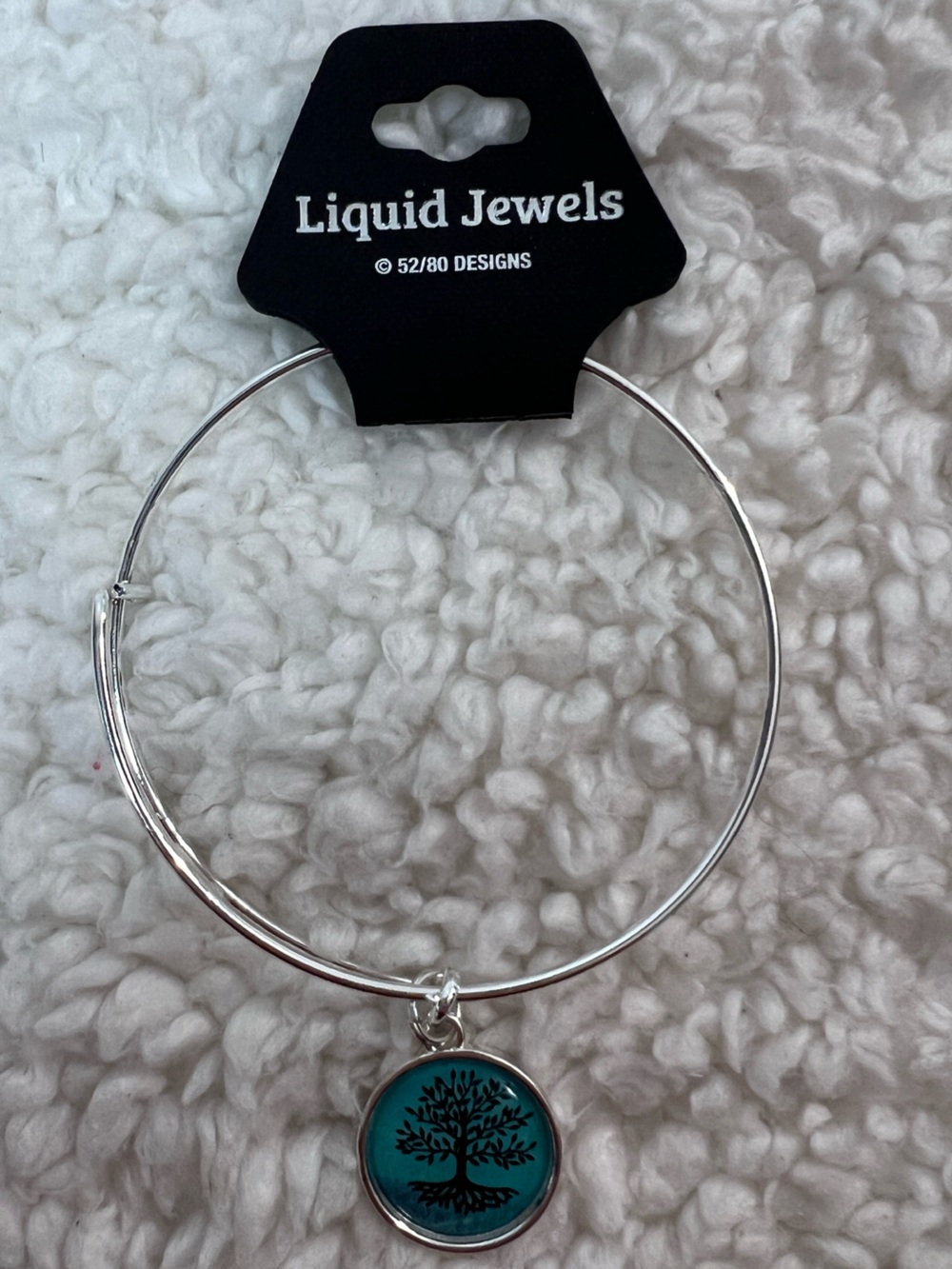 Liquid Jewels Sterling Silver Adjustable "Tree of Life" Hoop Bangle Bracelet